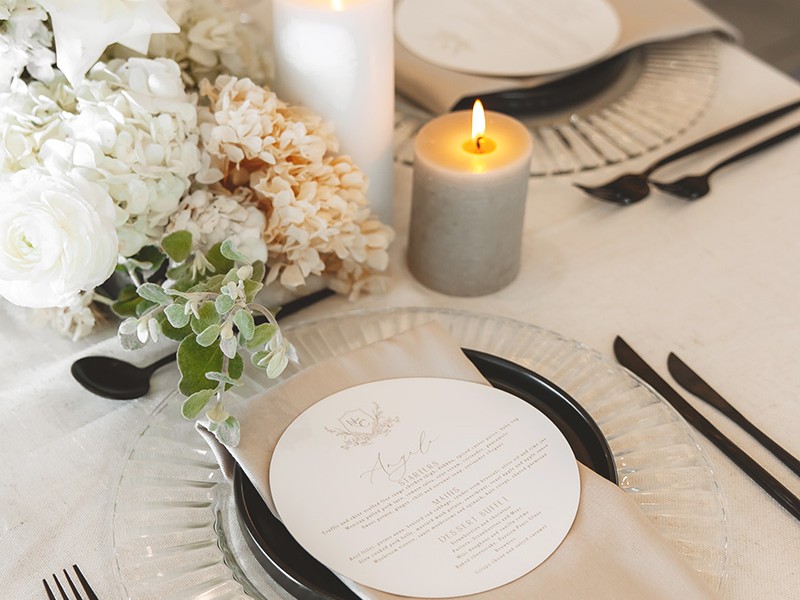 N and C round menu cards