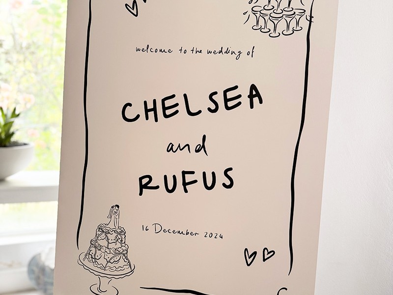 Chelsea and Rufus welcome sign
