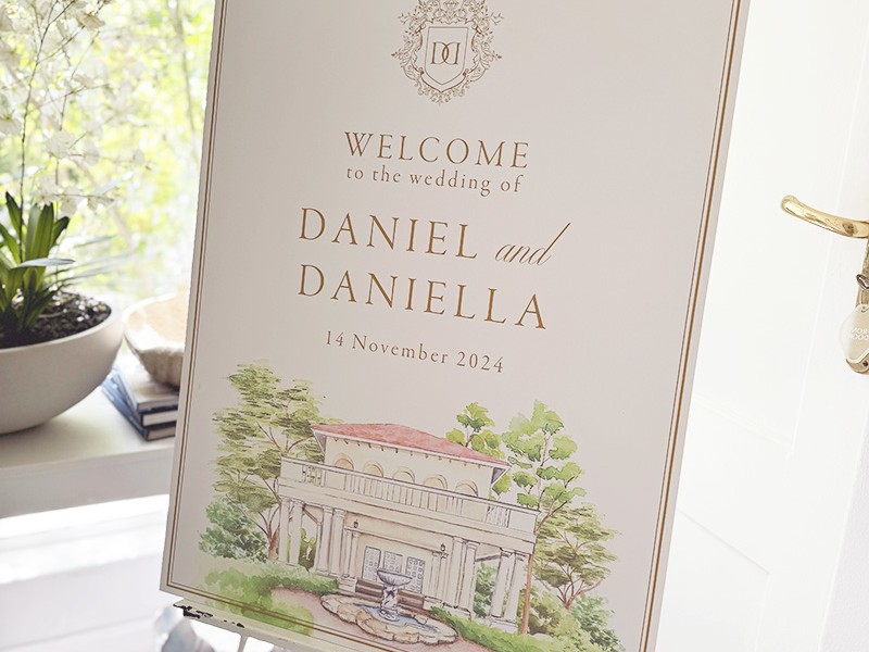 Daniella and Daniel welcome sign