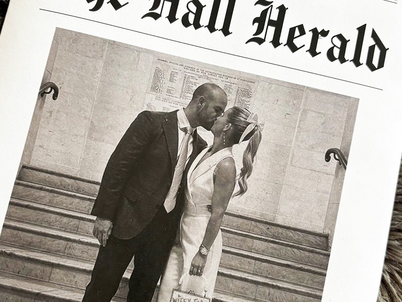 Jane and Michael wedding newspaper