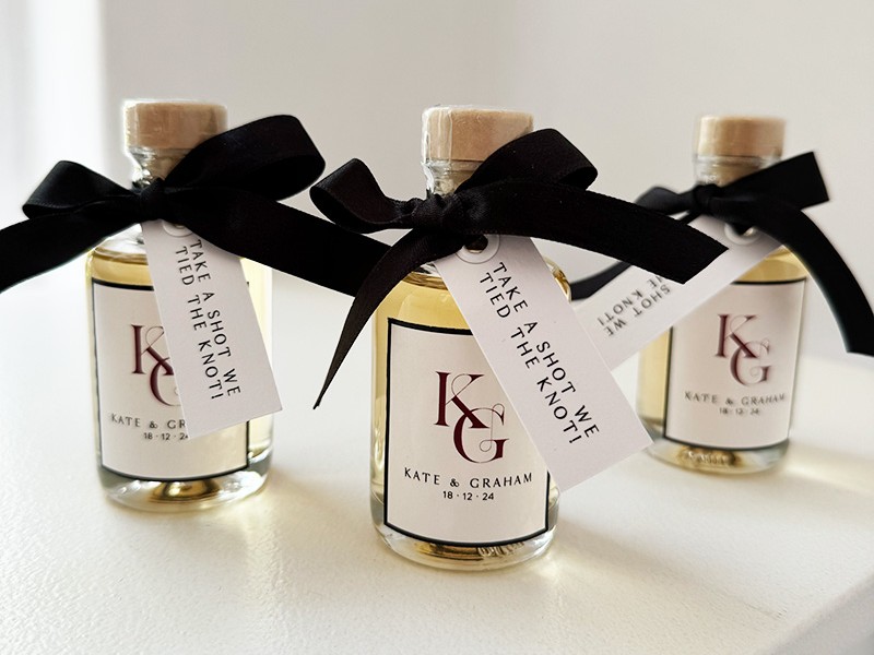 Kate and Graham shot bottle gifts