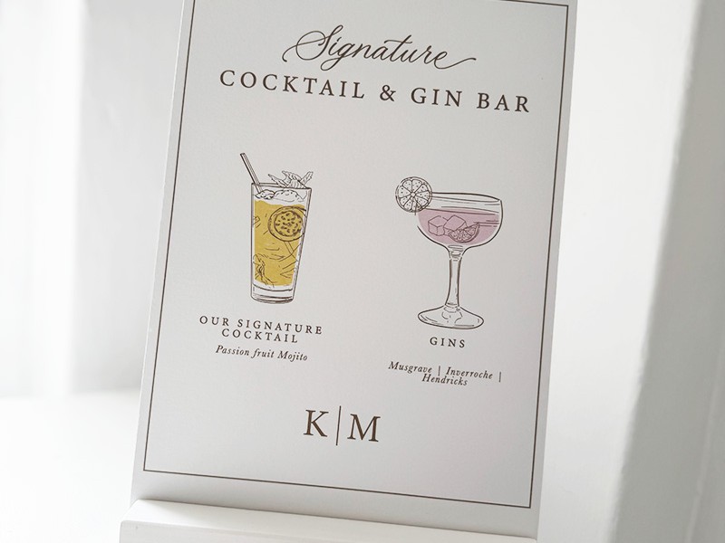 Kristy and Mark signatur drinks sign