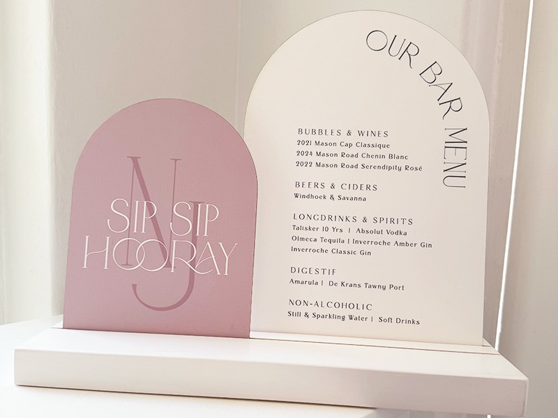 Nadine and Janos bar menu