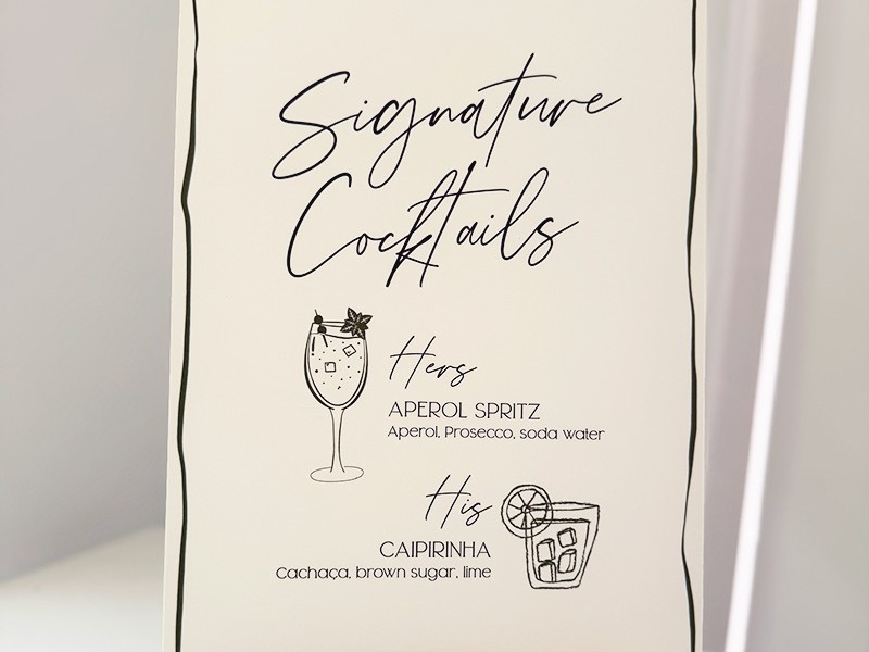Robin and Daniel signature cocktail sign